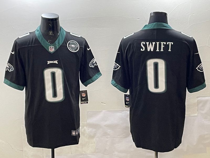 Men Philadelphia Eagles 0 Swift Black Second generations 2025 Nike Vapor Limited NFL Jersey style 3